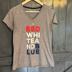 Under Armour Gray Heatgear Threadborne V-Neck Tee Women’s Medium Loose Fit